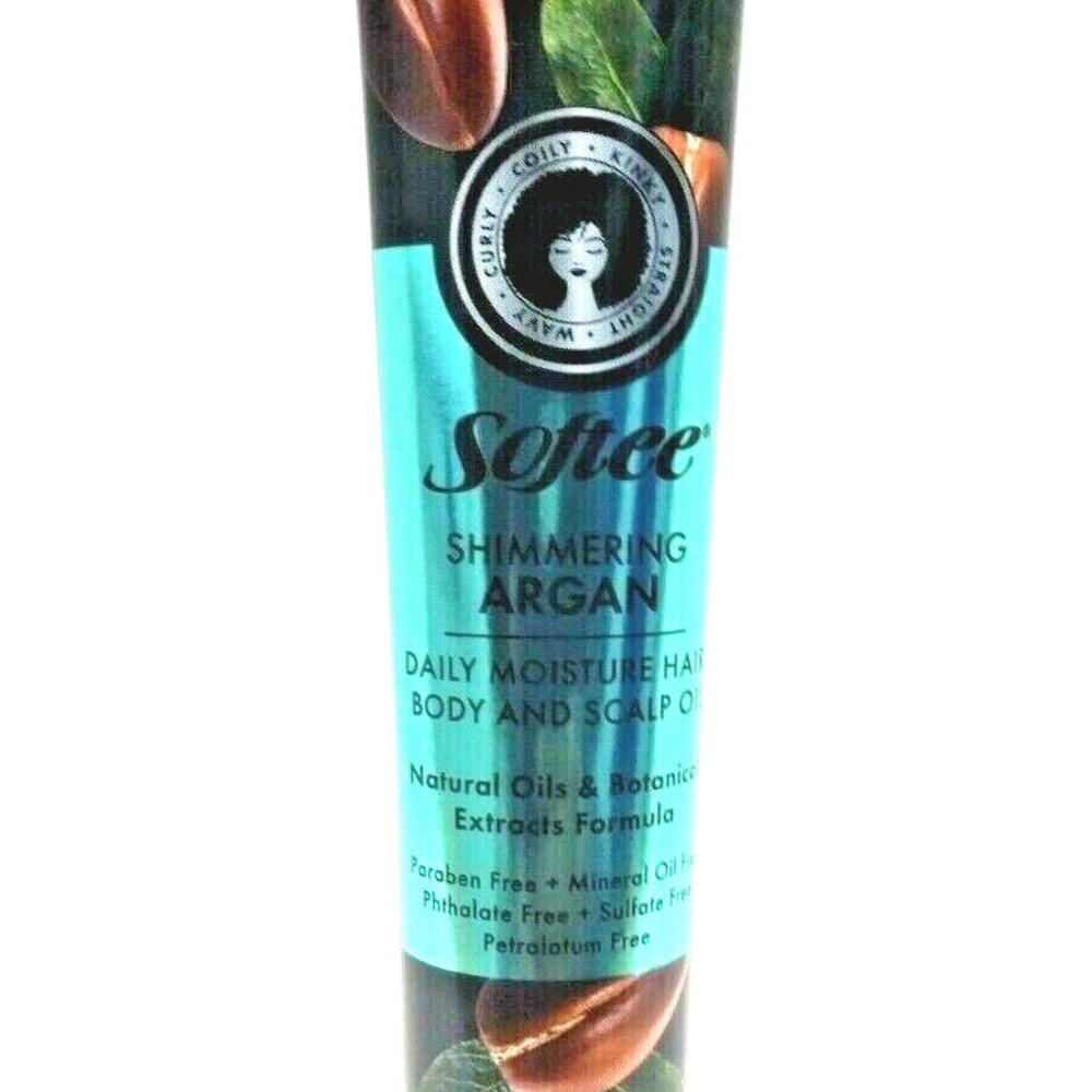 New Softee Shimmering Argan Daily Moisturizing Hair, Body & Scalp Oil 1.5 oz